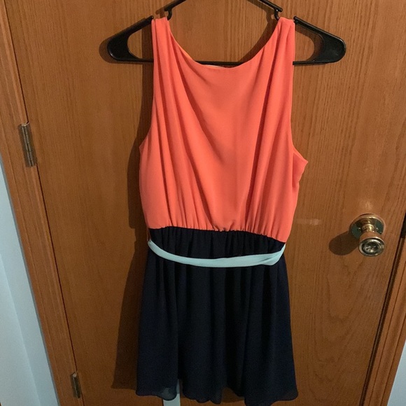 Salmon and blue colored Dress - Picture 2 of 2